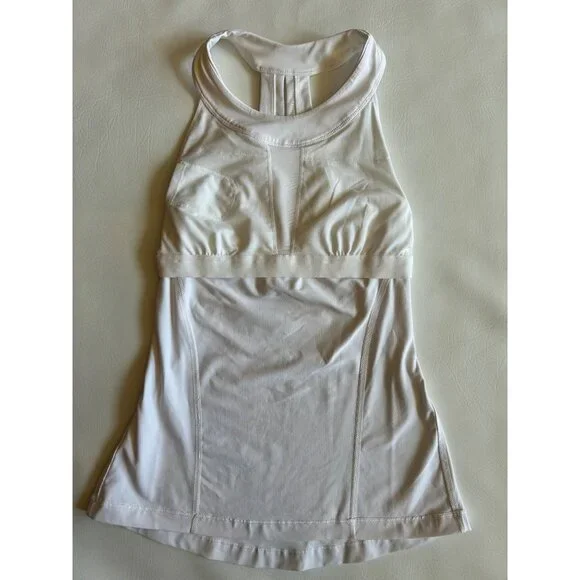 Lululemon Womens XS White Racerback Compression Tank Top Built in Bra - Picture 7 of 8